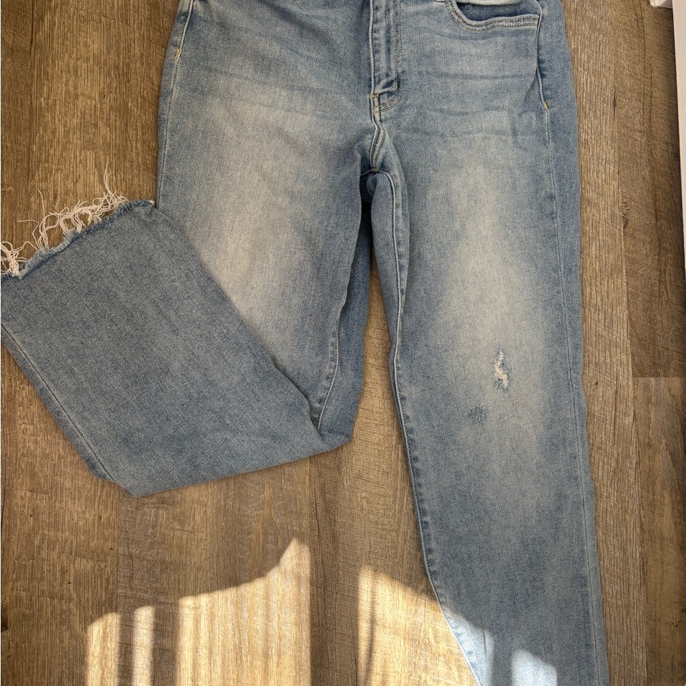 Flying Monkey Light Blue Distressed Ankle Jeans